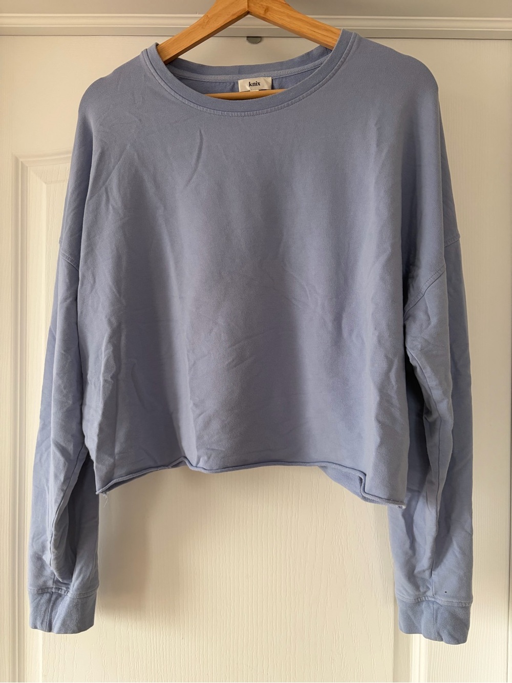 KNIX Cropped Crewneck Sweatshirt in Light Blue